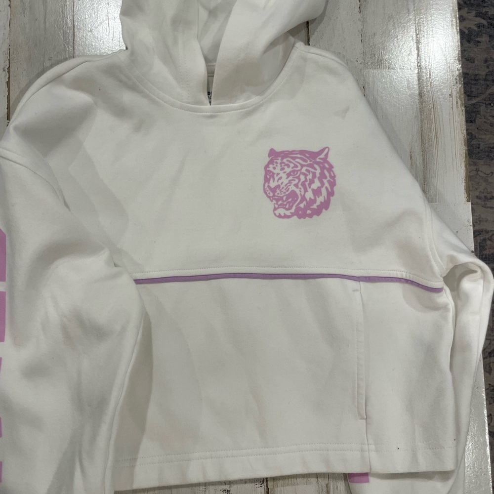 Old Navy White Hoodie with Pink Graphic